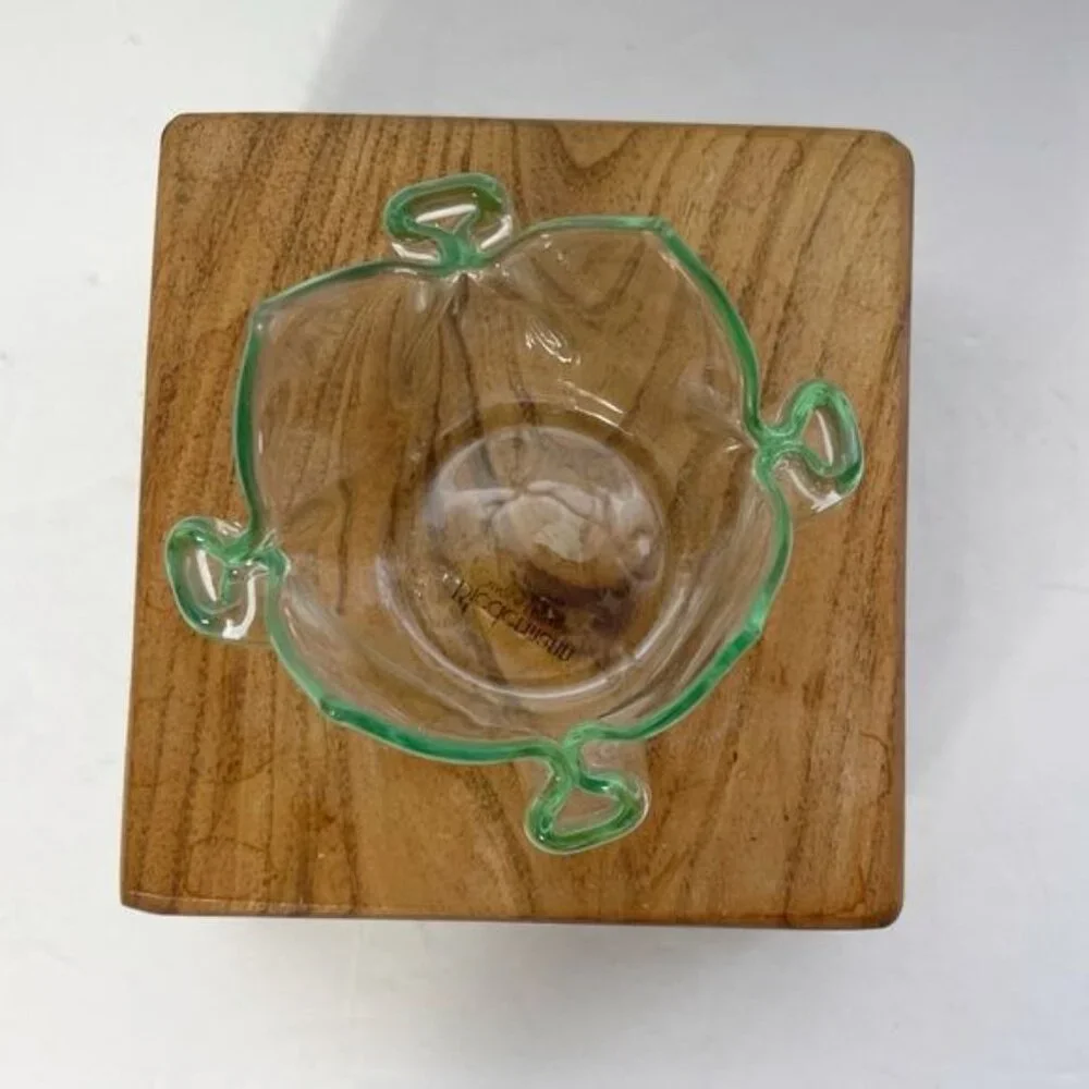 Vintage Biedermann Clear Glass Folded Handkerchief Votive Glass